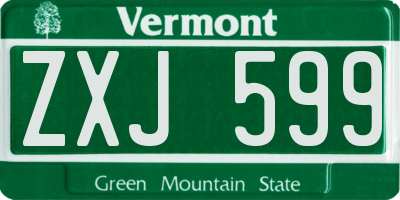VT license plate ZXJ599