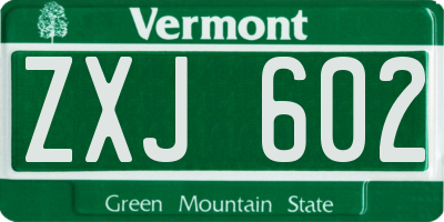 VT license plate ZXJ602