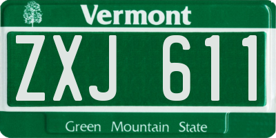 VT license plate ZXJ611