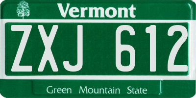 VT license plate ZXJ612
