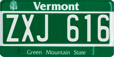 VT license plate ZXJ616