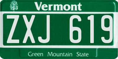VT license plate ZXJ619