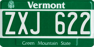 VT license plate ZXJ622