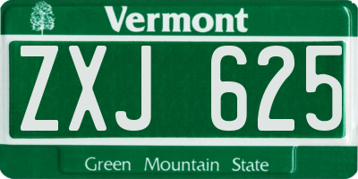 VT license plate ZXJ625