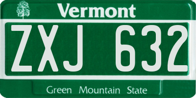 VT license plate ZXJ632