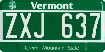 VT license plate ZXJ637