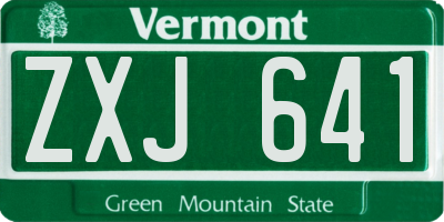 VT license plate ZXJ641