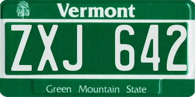 VT license plate ZXJ642