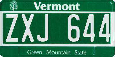 VT license plate ZXJ644