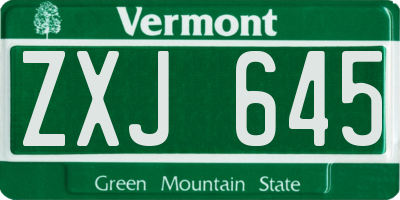 VT license plate ZXJ645
