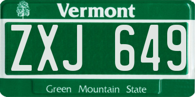 VT license plate ZXJ649