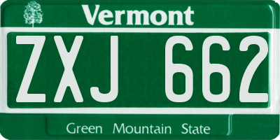 VT license plate ZXJ662