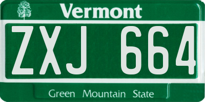 VT license plate ZXJ664