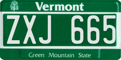 VT license plate ZXJ665