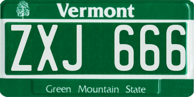 VT license plate ZXJ666