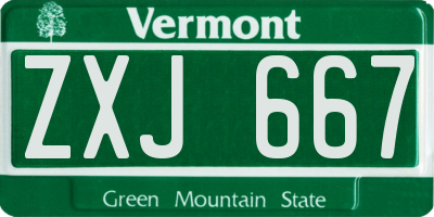 VT license plate ZXJ667