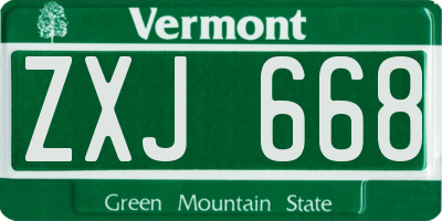 VT license plate ZXJ668