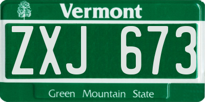 VT license plate ZXJ673