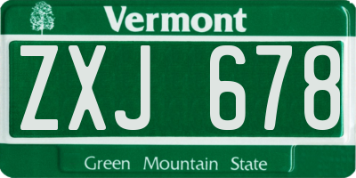 VT license plate ZXJ678