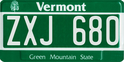 VT license plate ZXJ680