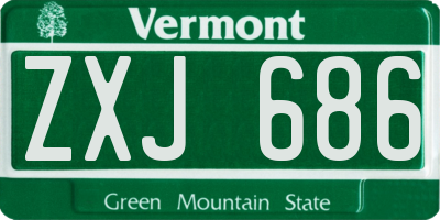 VT license plate ZXJ686