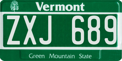 VT license plate ZXJ689