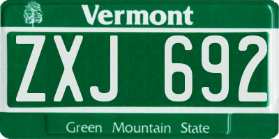 VT license plate ZXJ692