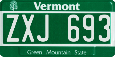 VT license plate ZXJ693