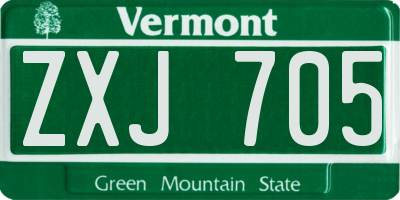 VT license plate ZXJ705