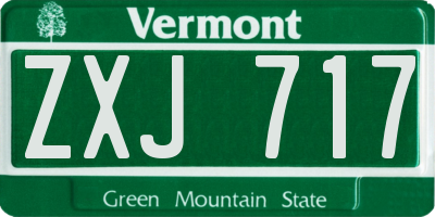 VT license plate ZXJ717