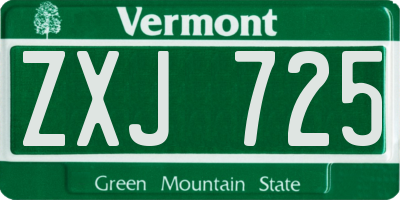 VT license plate ZXJ725