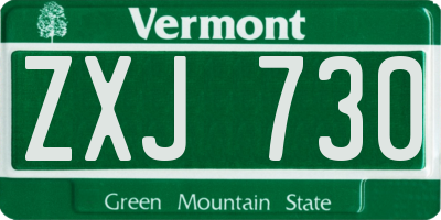 VT license plate ZXJ730