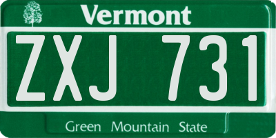 VT license plate ZXJ731
