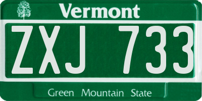 VT license plate ZXJ733