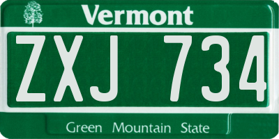 VT license plate ZXJ734