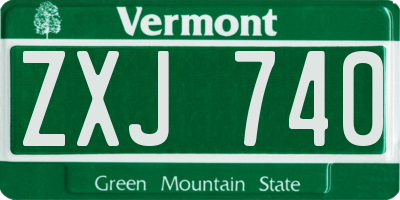 VT license plate ZXJ740