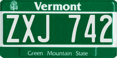 VT license plate ZXJ742
