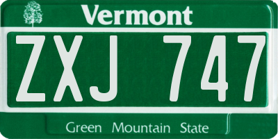 VT license plate ZXJ747