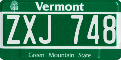 VT license plate ZXJ748