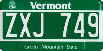 VT license plate ZXJ749