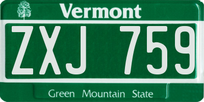 VT license plate ZXJ759