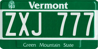 VT license plate ZXJ777