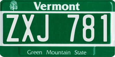 VT license plate ZXJ781