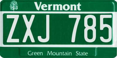 VT license plate ZXJ785