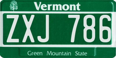 VT license plate ZXJ786