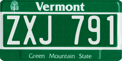 VT license plate ZXJ791