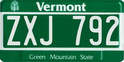 VT license plate ZXJ792