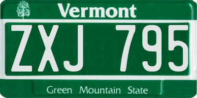 VT license plate ZXJ795