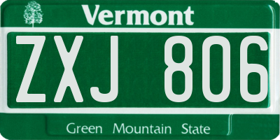 VT license plate ZXJ806