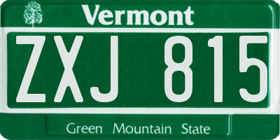 VT license plate ZXJ815
